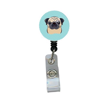 Teacher&Aposs Aid Checkerboard Blue Fawn Pug Retractable Badge Reel TE2924921